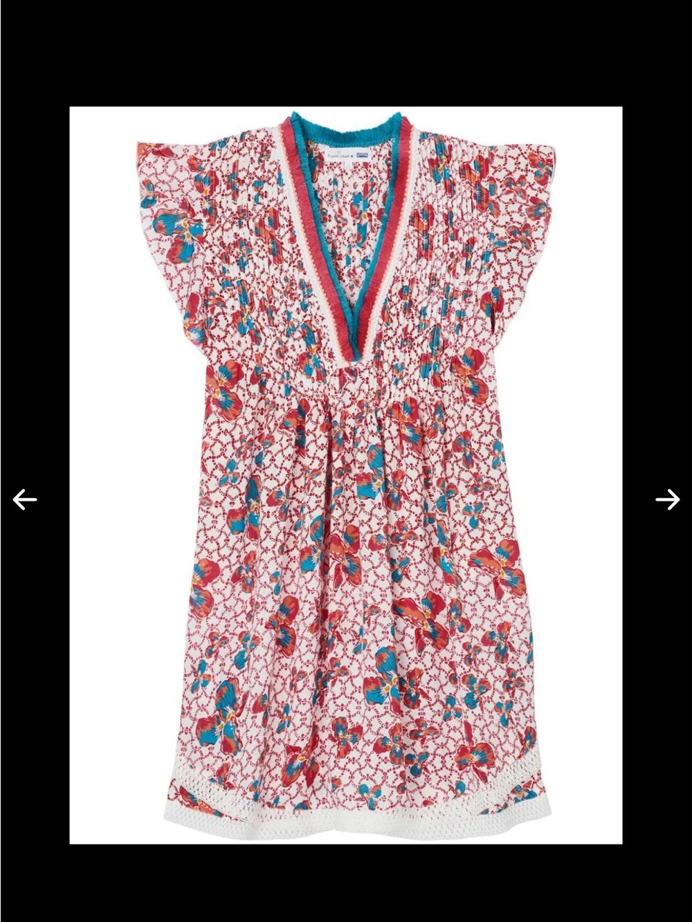 VILEBREQUIN X Poupette St Barth Sasha Minidress with Teal Trim and Lace Hem